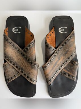 Just CAVALLI Leather Strap Sandals